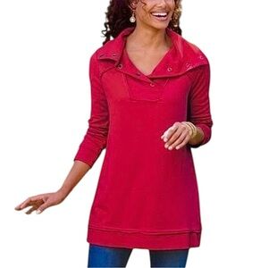 SOFT SURROUNDINGS Snap Funnel Neck Long Sleeve Tunic Sweatshirt. Size 1X